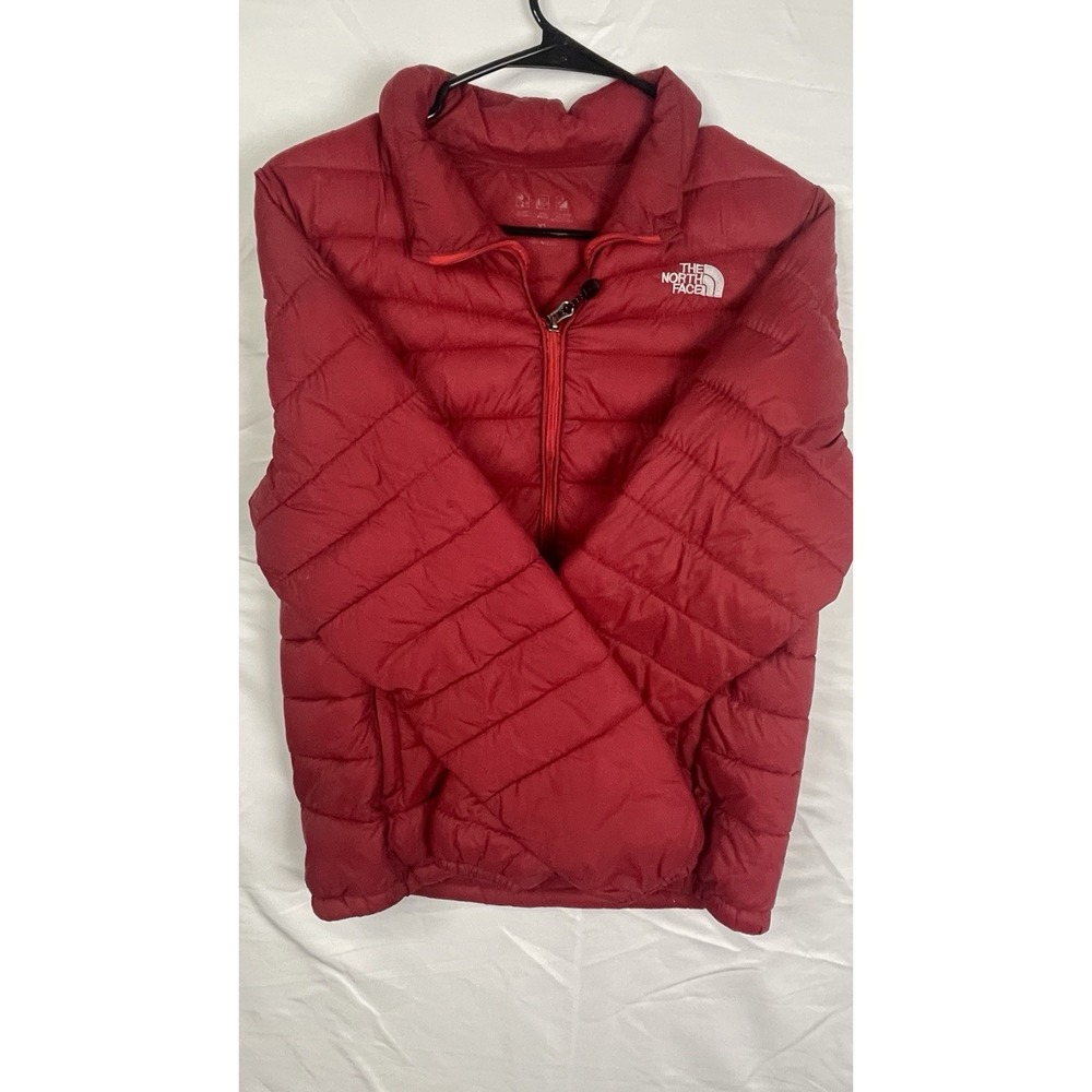 The North Face Flare Down Jacket Red 550 Fill Full Zip Youth XL Puffer Coat